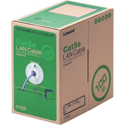 トラスコ中山 エレコム EU RoHS指令準拠LANケーブル CAT5E 100m パープル(ご注文単位1箱)【直送品】