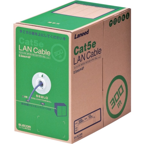トラスコ中山 エレコム EU RoHS指令準拠LANケーブル CAT5E 300m パープル(ご注文単位1箱)【直送品】
