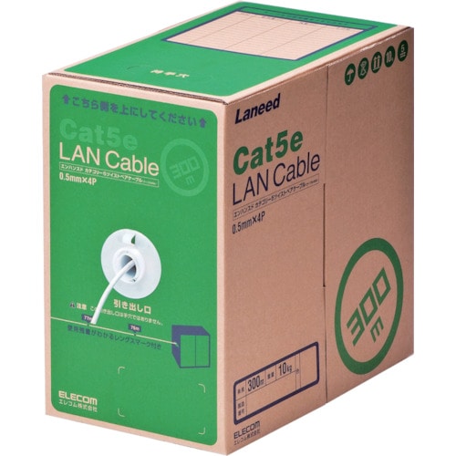 トラスコ中山 エレコム EU RoHS指令準拠LANケーブル CAT5E 300m ホワイト(ご注文単位1箱)【直送品】
