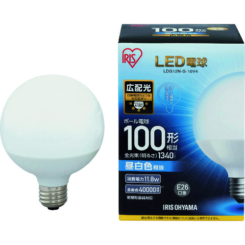 トラスコ中山 IRIS LED電球 ボール電球タイプ 100形相当 昼白色 1340lm(ご注文単位1個)【直送品】
