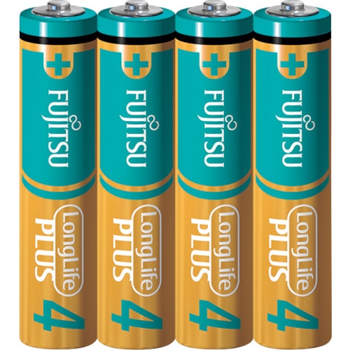 トラスコ中山 富士通 アルカリ乾電池単4 Long Life Plus 4個パック(ご注文単位1パック)【直送品】