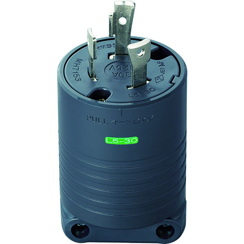 トラスコ中山 明工 接地2P30A引掛プラグ(L5-30)30A.125V(黒)(ご注文単位1個)【直送品】