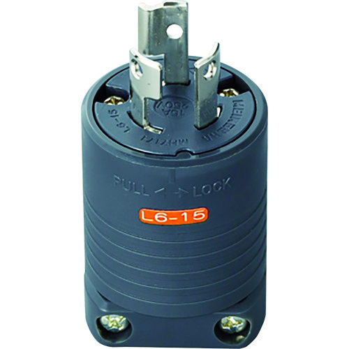 トラスコ中山 明工 接地2P15A引掛プラグ(L6-15)15A.250V(黒)(ご注文単位1個)【直送品】