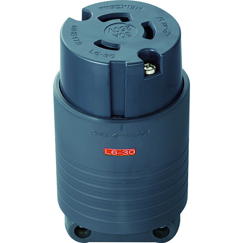 トラスコ中山 明工 接地2P30A引掛コネクターボデー(L6-30)30A.250V(黒)(ご注文単位1個)【直送品】