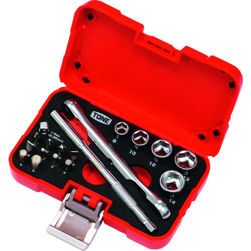 トラスコ中山 TONE ソケットレンチセット 差込角6.35mm 18点セット 6角(ご注文単位1セット)【直送品】