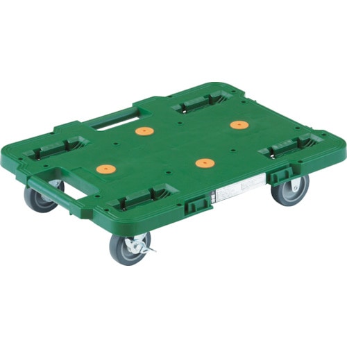 トラスコ中山 TRUSCO 樹脂製平台車 ルートバン 400X600 ストッパー付 緑(ご注文単位1台)【直送品】