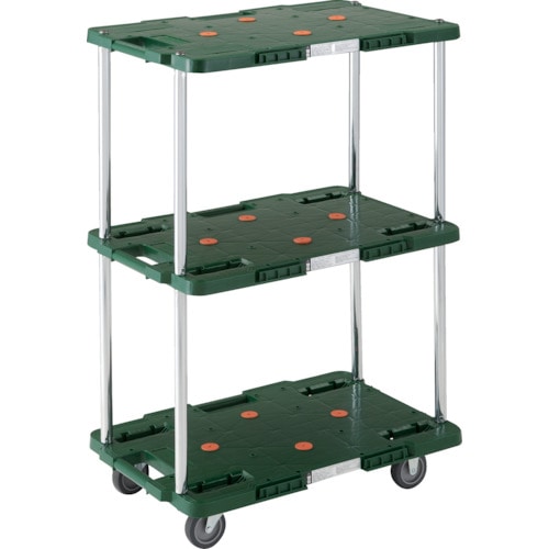 トラスコ中山 TRUSCO 樹脂製台車 ルートバン 3段式 400X600 緑(ご注文単位1台)【直送品】