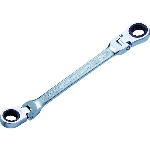 トラスコ中山 KTC ラチェットめがねレンチ(両頭型首振りタイプ) 対辺寸法12×14mm 全長199mm(ご注文単位1個)【直送品】