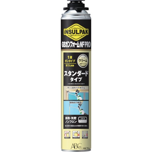 トラスコ中山 ABC 簡易型発泡ウレタンフォーム 1液ガンタイプ インサルパック ガンフォームNFPRO 750ml フォーム色:クリーム(ご注文単位1本)【直送品】