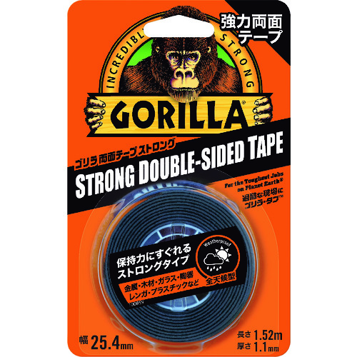 トラスコ中山 KURE 強力両面テープ ゴリラ両面テープ ストロング 25.4mm×1.52m×厚さ1.1mm(ご注文単位1巻)【直送品】