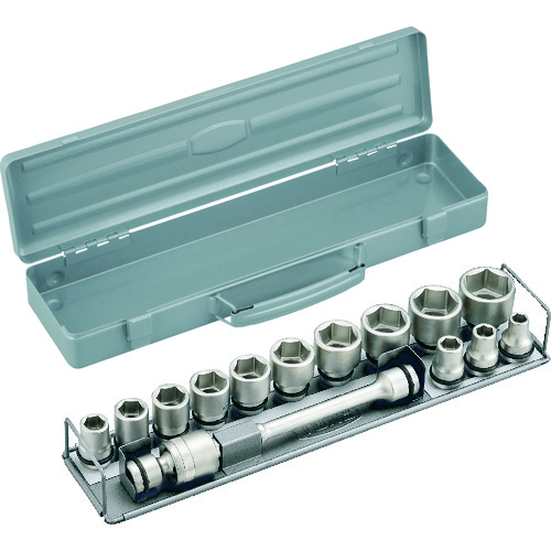 トラスコ中山 TONE インパクト用ソケットセット(メタルトレー付) 15pcs 差込角12.7mm(ご注文単位1セット)【直送品】