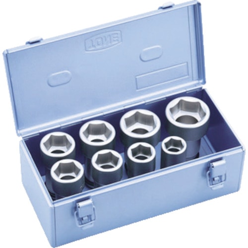 トラスコ中山 TONE インパクト用ロングソケットセット(メタルトレーケース仕様) 8pcs 差込角19.0mm(ご注文単位1セット)【直送品】