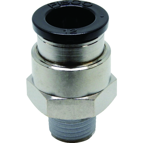トラスコ中山 ピスコ チューブフィッティング ストレート 適合外径12mm 接続口径R1/4(ご注文単位1個)【直送品】