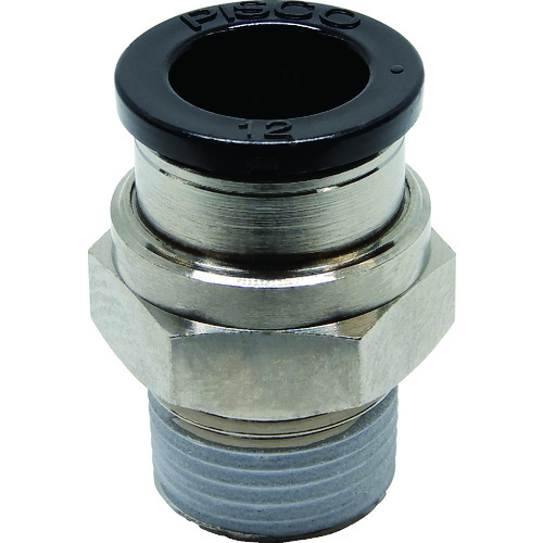 トラスコ中山 ピスコ チューブフィッティング ストレート 適合外径12mm 接続口径R3/8(ご注文単位1個)【直送品】