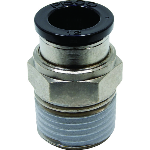 トラスコ中山 ピスコ チューブフィッティング ストレート 適合外径12mm 接続口径R1/2(ご注文単位1個)【直送品】