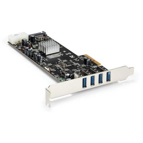 トラスコ中山 スターテック USB増設カード/PCIe 2.0 - 4x USB-A/5Gbps/SATA・LP4電源(ご注文単位1箱)【直送品】