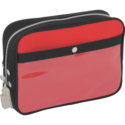 トラスコ中山 SANEI 帆布メール用ポーチ(M)SED-1錠付 赤(ご注文単位1個)【直送品】