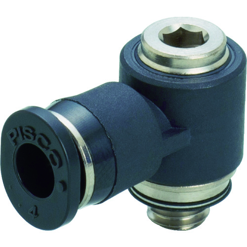 トラスコ中山 ピスコ チューブフィッティングミニタイプ 六角穴付ユニバーサルエルボ チューブ3 接続口径M5×0.8(ご注文単位1個)【直送品】