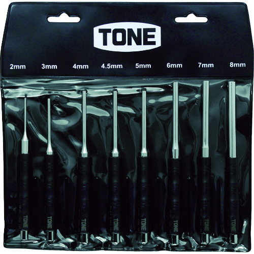 トラスコ中山 TONE 平行ピンポンチセット 2.0、3.0、4.0、4.5、5.0、6.0、7.0、8.0mm 8点セット(ご注文単位1セット)【直送品】