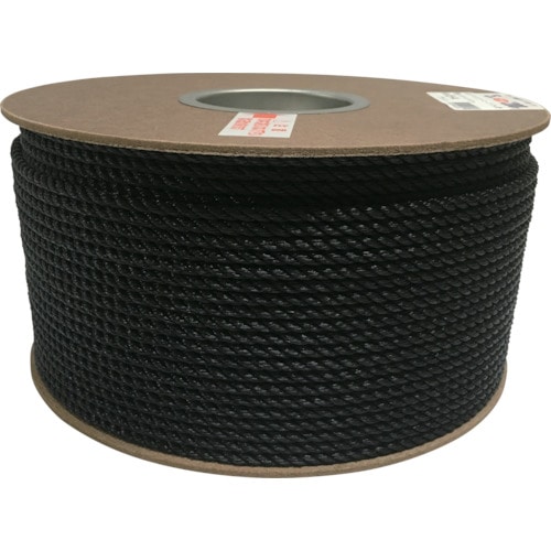 トラスコ中山 ユタカメイク ポリエチレンロープドラム巻 5mm×200m ブラック(ご注文単位1巻)【直送品】
