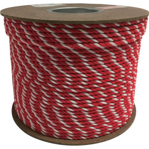 トラスコ中山 ユタカメイク アクリル紅白ロープ 6mm×200m(ご注文単位1巻)【直送品】