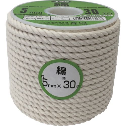 トラスコ中山 ユタカメイク ロープ 綿ロープボビン巻 5φ×30m(ご注文単位1巻)【直送品】