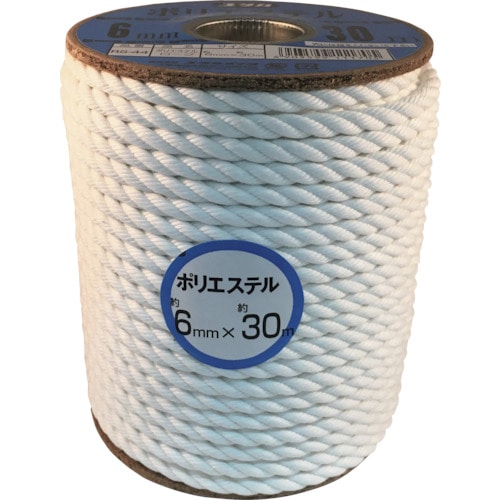 トラスコ中山 ユタカメイク ロープ ポリエステルロープボビン巻 6mm×30m(ご注文単位1巻)【直送品】