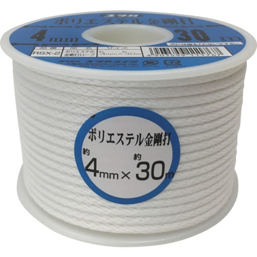 トラスコ中山 ユタカメイク ロープ ポリエステル金剛打ボビン巻 4mm×30m(ご注文単位1巻)【直送品】