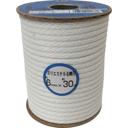 トラスコ中山 ユタカメイク ロープ ポリエステル金剛打ボビン巻 6mm×30m(ご注文単位1巻)【直送品】