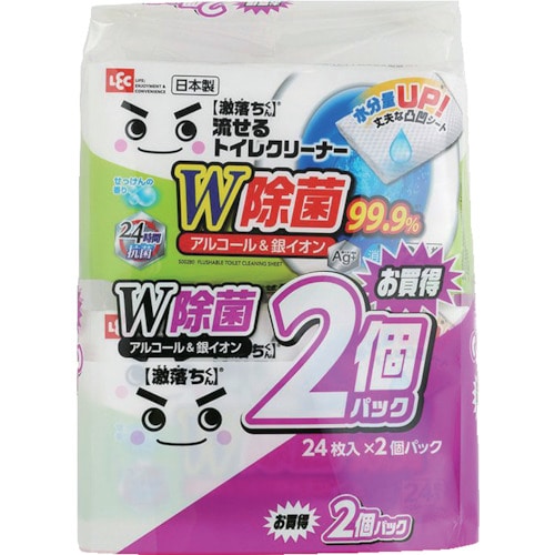 トラスコ中山 レック 激落ちくん 除菌流せるトイレクリーナー 24枚X2個入り(ご注文単位1パック)【直送品】