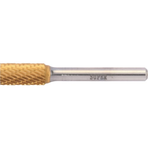 トラスコ中山 スーパー スーパー超硬バー チタンコーティング ロー付タイプ 円筒型(ダブルカット)刃径:9.5mm 軸径:6.0mm(ご注文単位1本)【直送品】