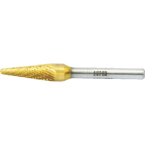 トラスコ中山 スーパー スーパー超硬バー チタンコーティング ロー付タイプ テーパー型(ダブルカット)刃径:8.0mm 軸径:6.0mm(ご注文単位1本)【直送品】
