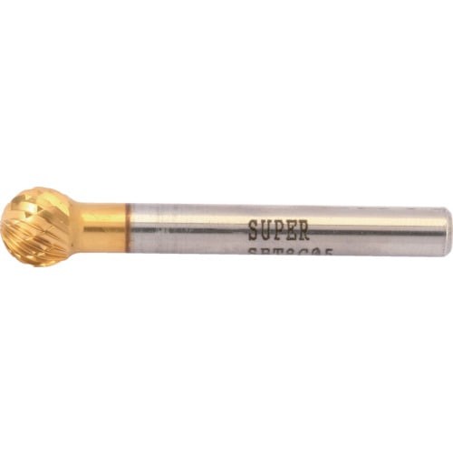 トラスコ中山 スーパー スーパー超硬バー チタンコーティング ロー付タイプ 球型(ダブルカット)刃径:9.5mm 軸径:6.0mm(ご注文単位1本)【直送品】