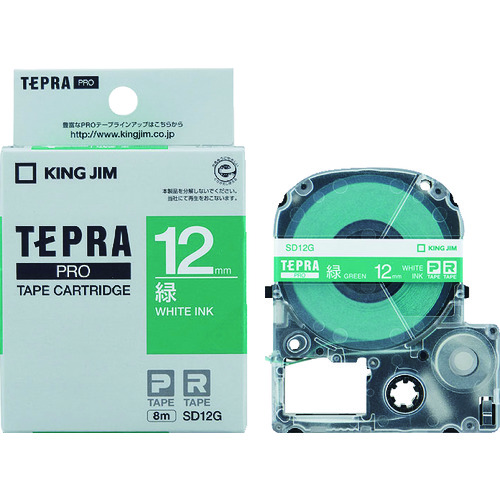 トラスコ中山 キングジム テプラPROテ-プカ-トリッジ 幅12mm 緑 828-0932(ご注文単位1個)【直送品】