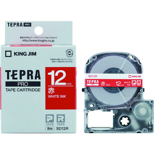 トラスコ中山 キングジム テプラPROテ-プカ-トリッジ 幅12mm 赤 828-0933(ご注文単位1個)【直送品】