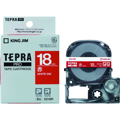 トラスコ中山 キングジム テプラPROテ-プカ-トリッジ 幅18mm 赤 828-0937(ご注文単位1個)【直送品】