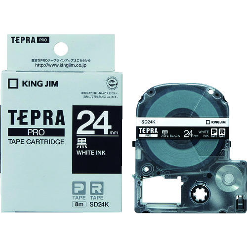 トラスコ中山 キングジム テプラPROテ-プカ-トリッジ 幅24mm 黒 828-0941(ご注文単位1個)【直送品】