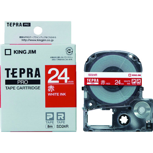 トラスコ中山 キングジム テプラPROテ-プカ-トリッジ 幅24mm 赤(ご注文単位1個)【直送品】