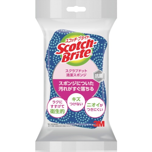 トラスコ中山 3M スコッチ・ブライト スクラブドット清潔スポンジ(ブルー)(ご注文単位1個)【直送品】