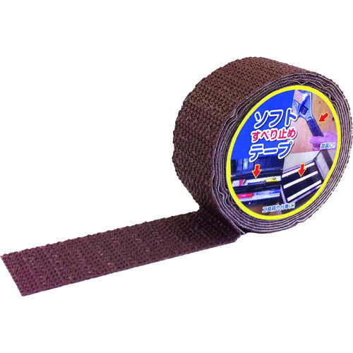 トラスコ中山 カーボーイ ソフトすべり止めテープ ブラウン(ご注文単位1巻)【直送品】