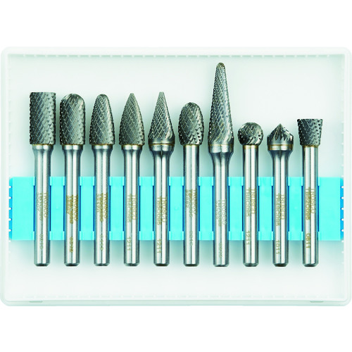トラスコ中山 TRUSCO 超硬バーセットCシリーズ 軸6mm 刃径9.5mm 10本セット（ご注文単位1セット）【直送品】