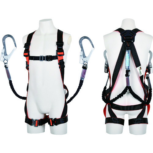 トラスコ中山 TRUSCO フルハーネス 伸縮性ランヤード2本セット サイズM(ご注文単位1本)【直送品】