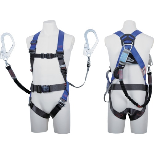 トラスコ中山 ツヨロン コアハーネス ツインランヤード付 TH-502-OHNV93SV-OT ワン・ハンドリトラ+ノビロン パープル Lサイズ 赤(ご注文単位1本)【直送品】