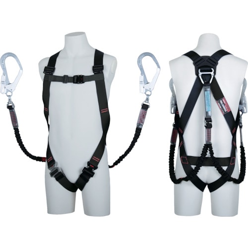 トラスコ中山 ツヨロン ライトハーネス ツインランヤード付き TH-510-2NV93SV-OT ツインノビロン 黒 Lサイズ 赤(ご注文単位1本)【直送品】