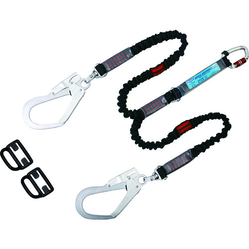 トラスコ中山 ツヨロン ハーネス用ツインランヤードのみ THL-2-NV93SV-21KS-2R23 ツインノビロン 黒(ご注文単位1本)【直送品】