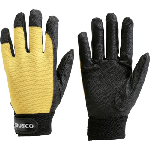 トラスコ中山 TRUSCO PU厚手手袋エンボス加工 イエロー S（ご注文単位1組）【直送品】