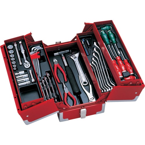 トラスコ中山 TONE 整備用工具セット ツールセット 差込角9.5mm 56点セット マットブラック(ご注文単位1セット)【直送品】