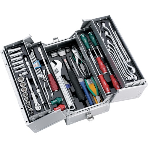 トラスコ中山 TONE 整備用工具セット ツールセット 差込角9.5mm 61点セット シルバー(ご注文単位1セット)【直送品】