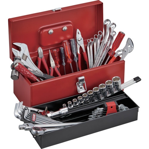 トラスコ中山 TONE 整備用工具セット ツールセット 43pcs レッド(ご注文単位1セット)【直送品】