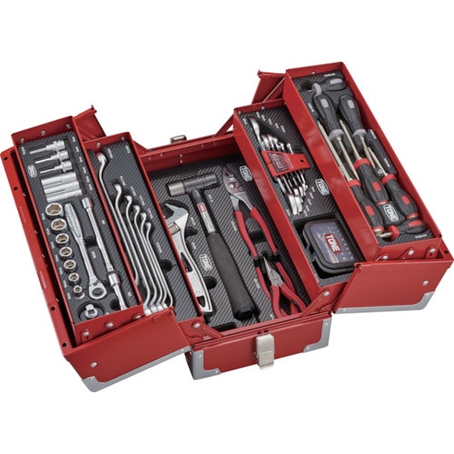 トラスコ中山 TONE 整備用工具セット ツールセット(レッド仕様) 間口433×奥行220×高さ240mm(ご注文単位1セット)【直送品】